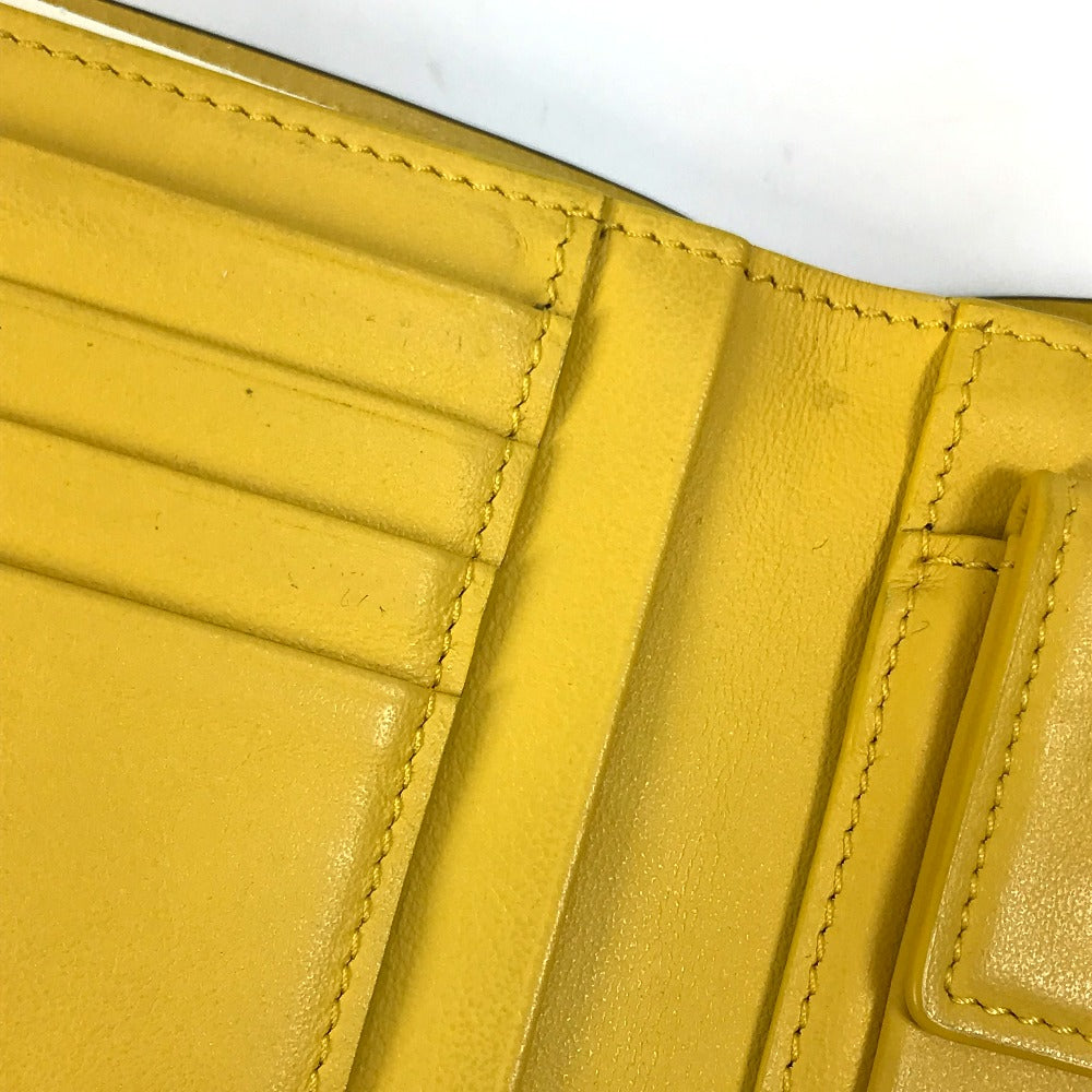 FENDI Folded wallet 7M0001 leather Black x yellow logo mens Used Authentic