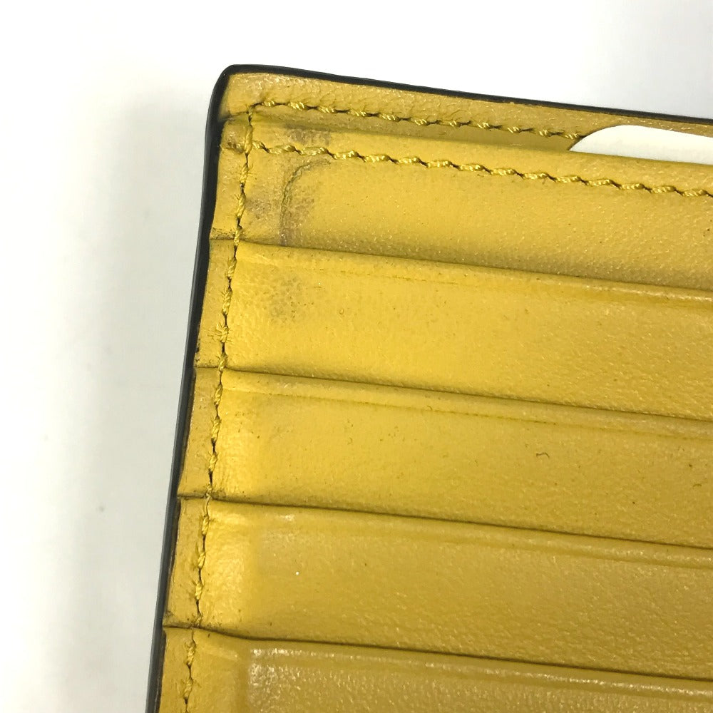 FENDI Folded wallet 7M0001 leather Black x yellow logo mens Used Authentic