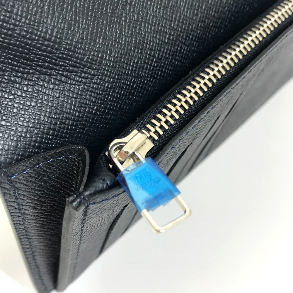 LOUIS VUITTON Long Wallet Purse M30502 Taiga Leather Dark Navy type Taiga Portefeuille Braza
