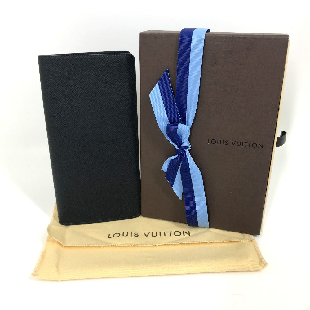 LOUIS VUITTON Long Wallet Purse M30502 Taiga Leather Dark Navy type Taiga Portefeuille Braza