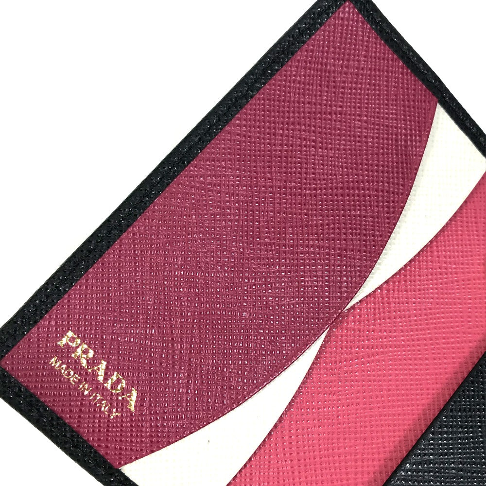 PRADA Key case Key holder 1PG004 saffiano leather Black x pink logo multicolor Key ring