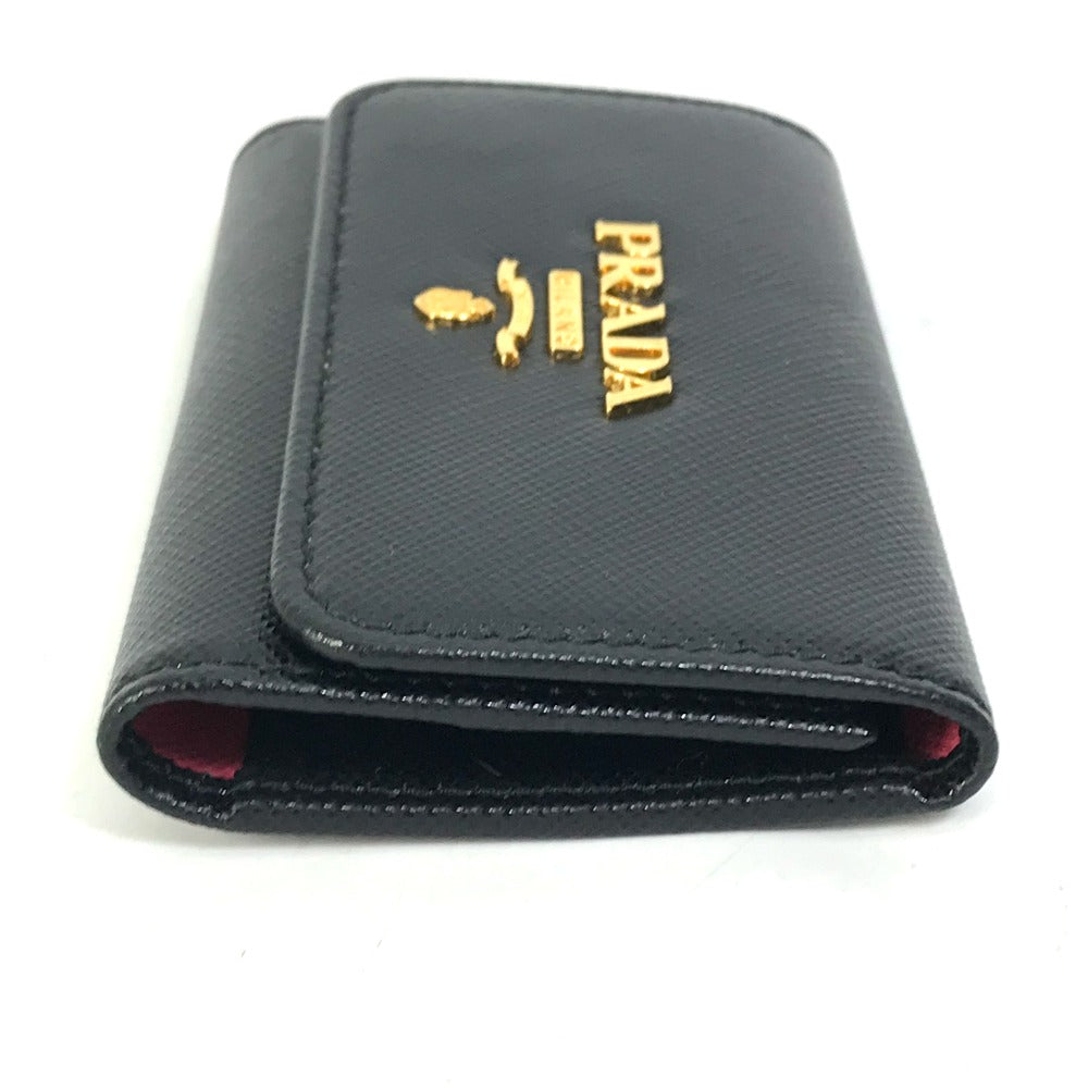 PRADA Key case Key holder 1PG004 saffiano leather Black x pink logo multicolor Key ring