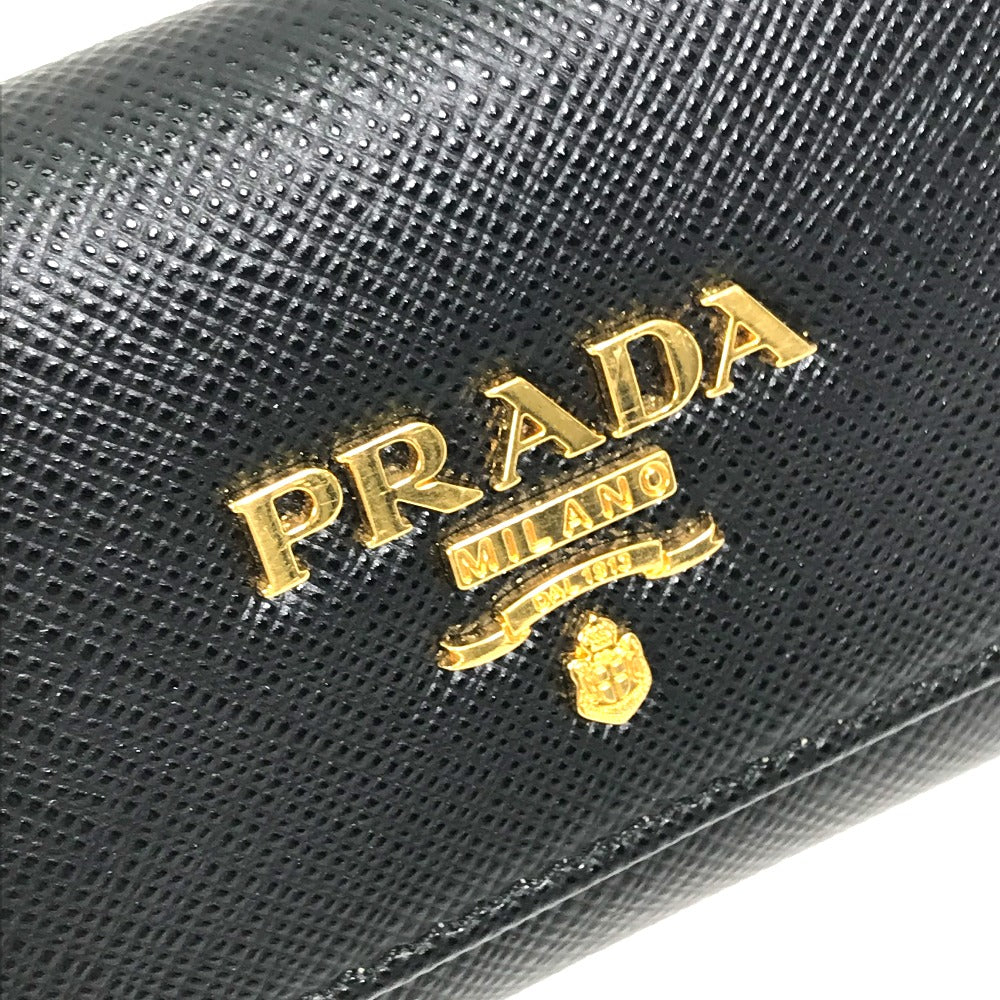 PRADA Key case Key holder 1PG004 saffiano leather Black x pink logo multicolor Key ring