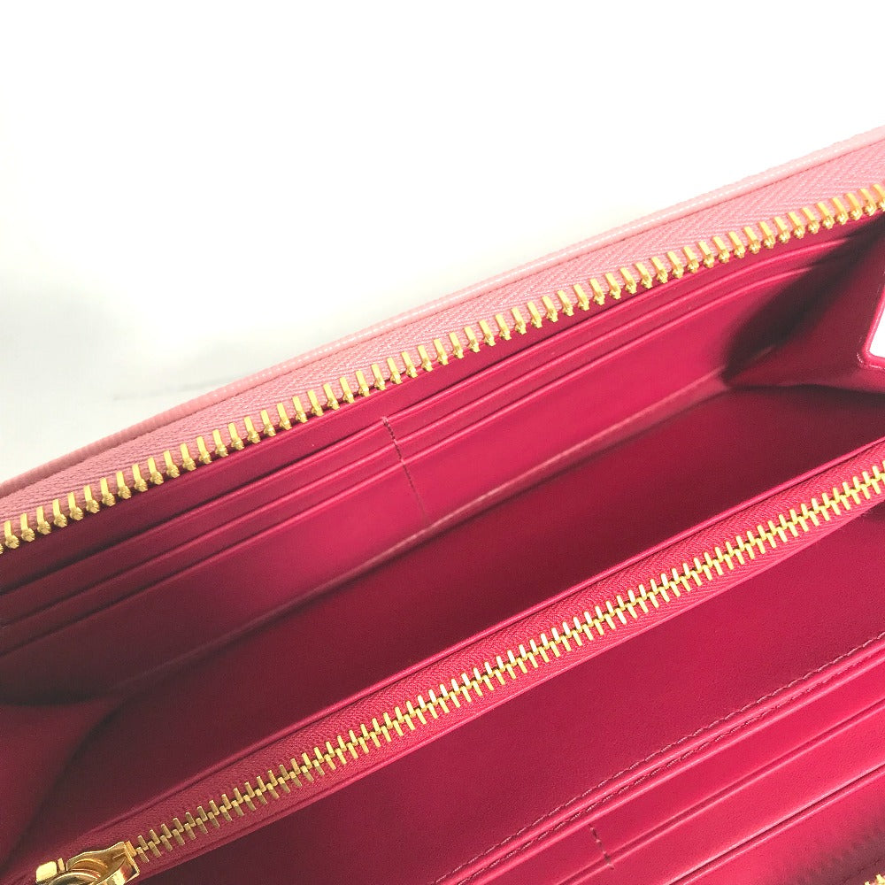 PRADA Long Wallet Purse leather pink logo Long wallet