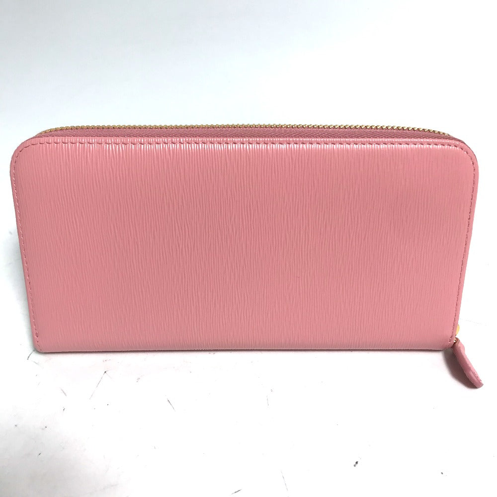 PRADA Long Wallet Purse leather pink logo Long wallet
