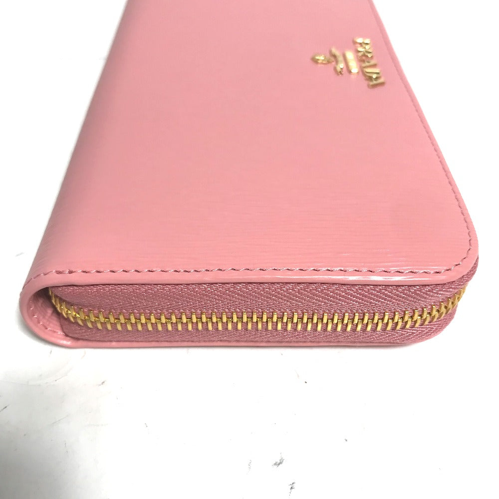 PRADA Long Wallet Purse leather pink logo Long wallet