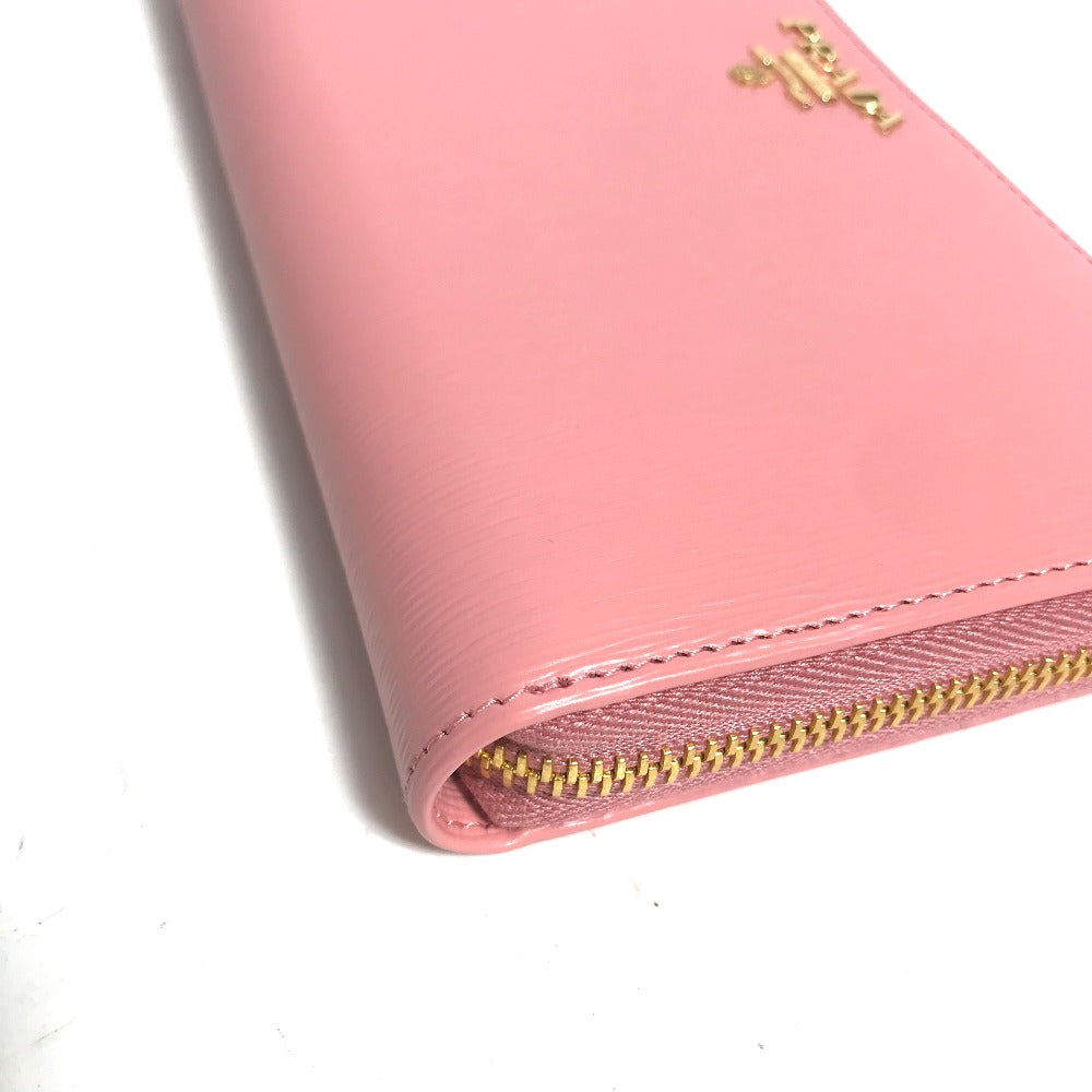 PRADA Long Wallet Purse leather pink logo Long wallet