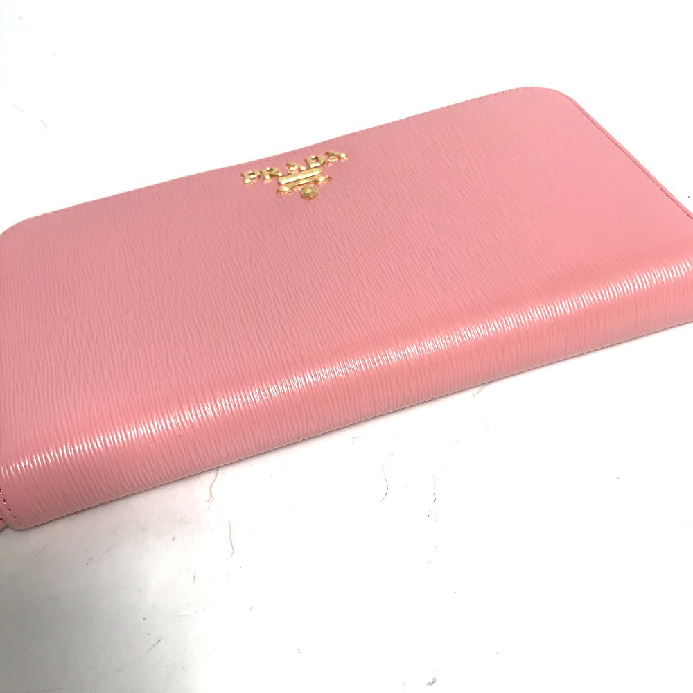 PRADA Long Wallet Purse leather pink logo Long wallet