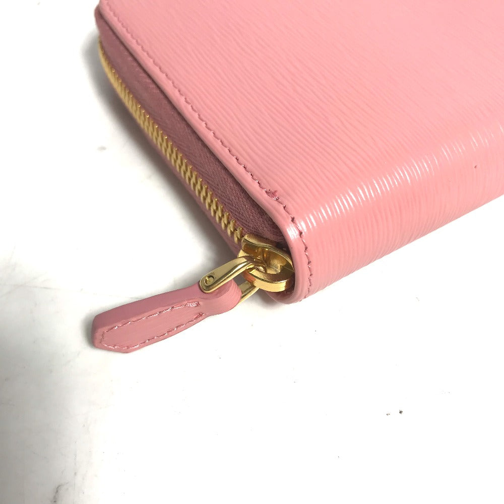 PRADA Long Wallet Purse leather pink logo Long wallet