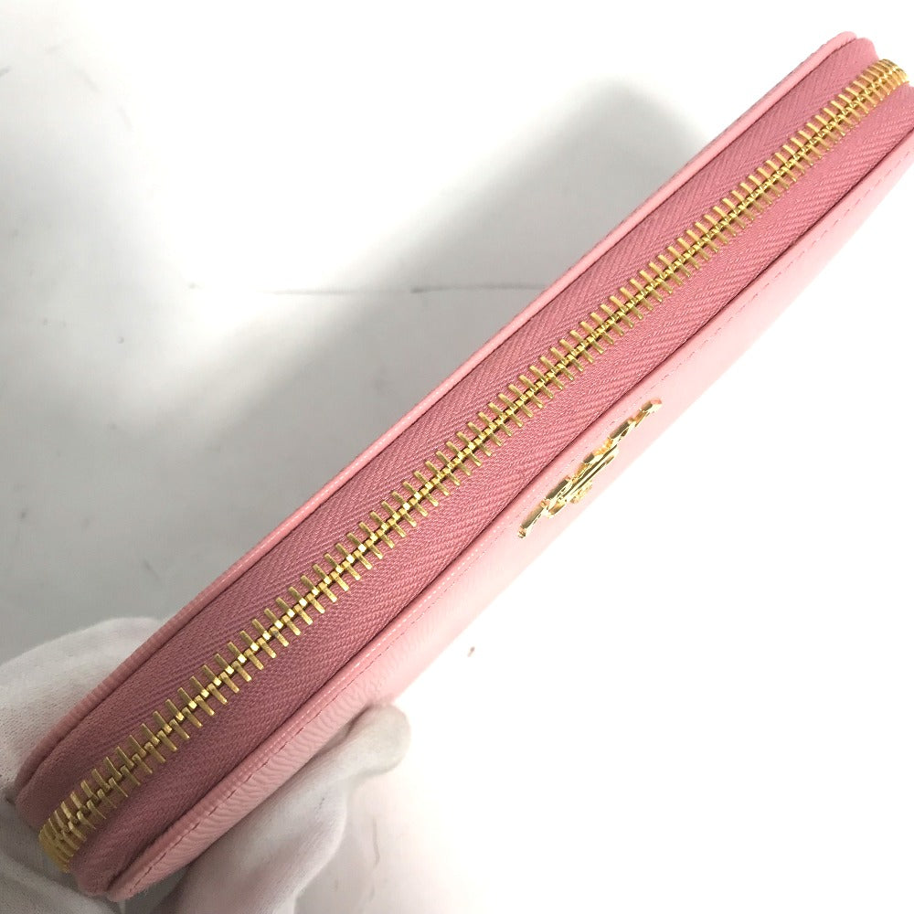 PRADA Long Wallet Purse leather pink logo Long wallet