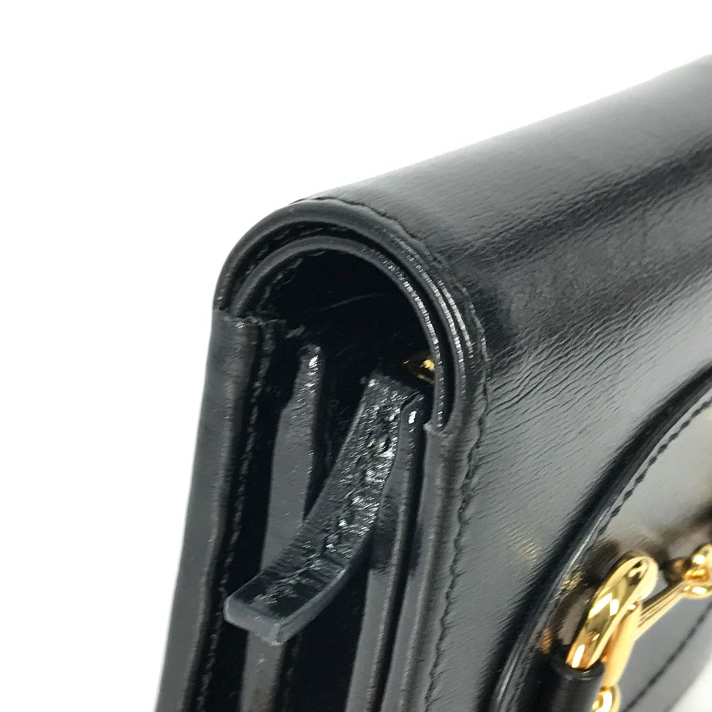 GUCCI Folded wallet 621891 leather black Horsebit
