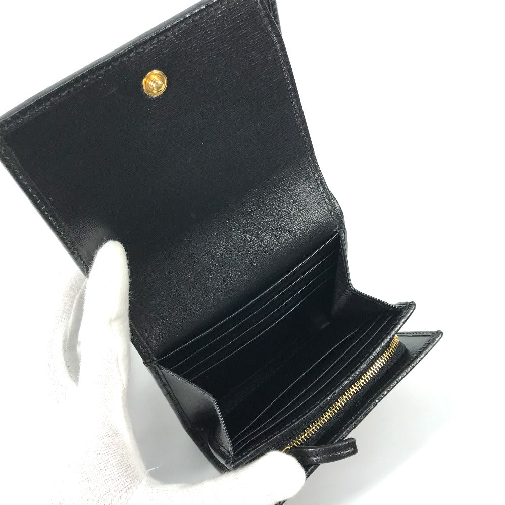 GUCCI Folded wallet 621891 leather black Horsebit