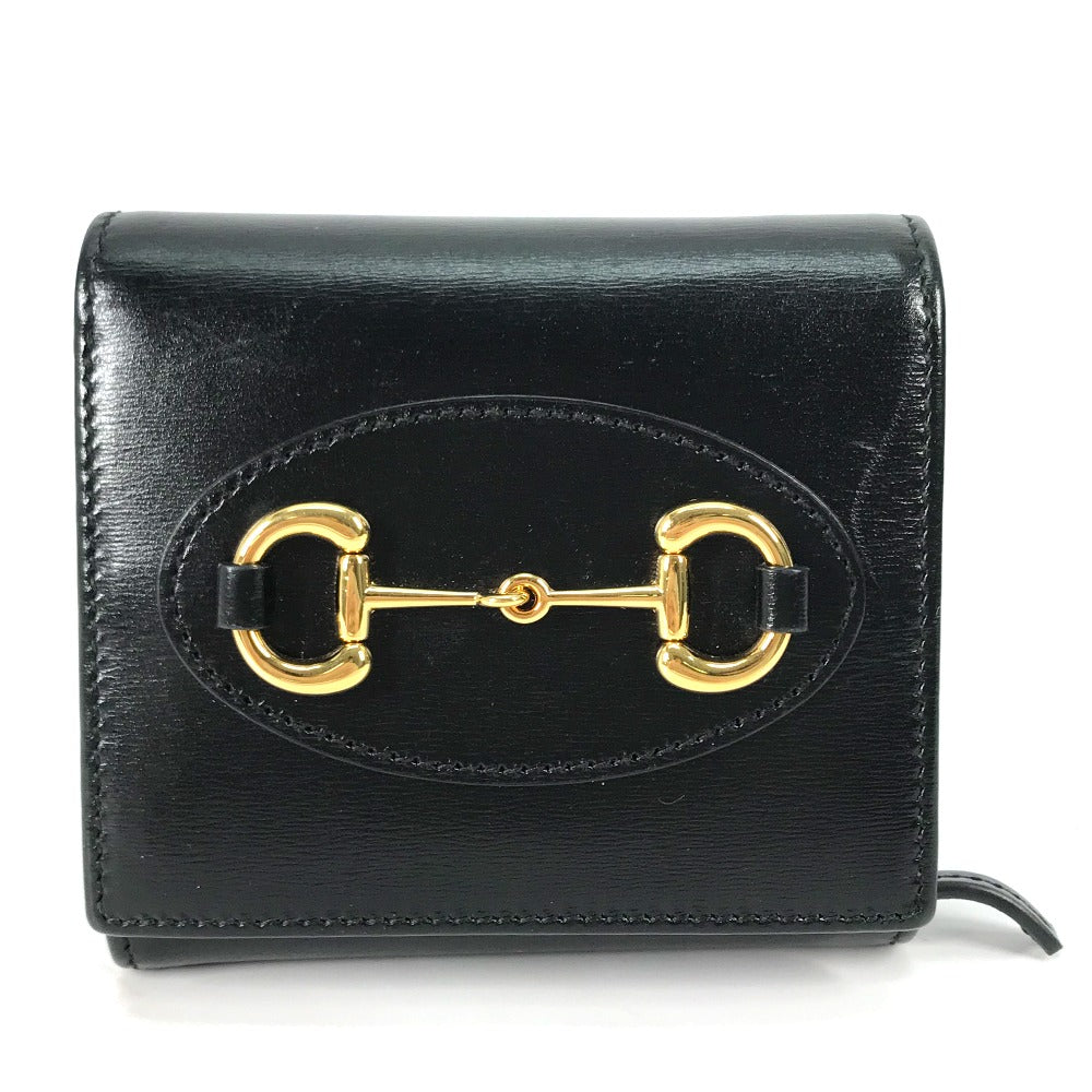 GUCCI Folded wallet 621891 leather black Horsebit