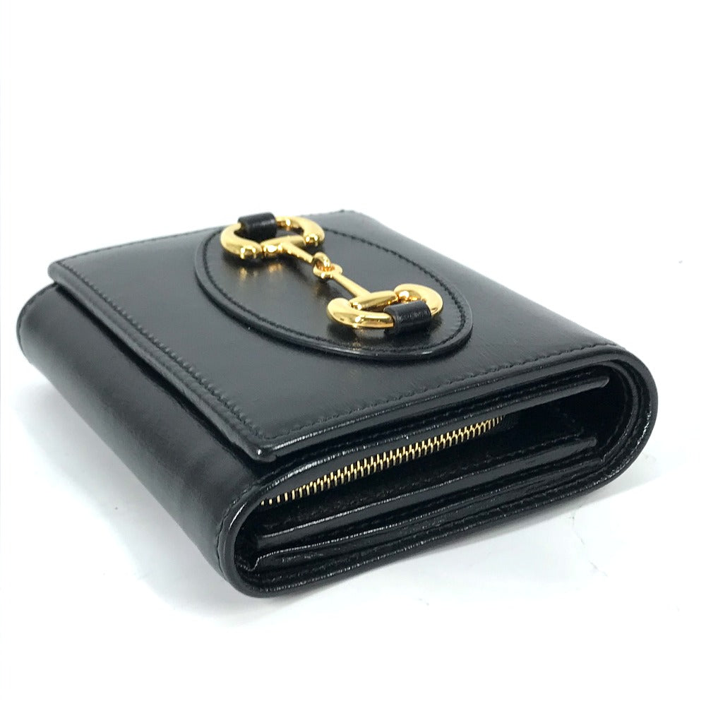 GUCCI Folded wallet 621891 leather black Horsebit