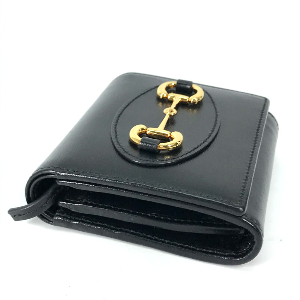 GUCCI Folded wallet 621891 leather black Horsebit