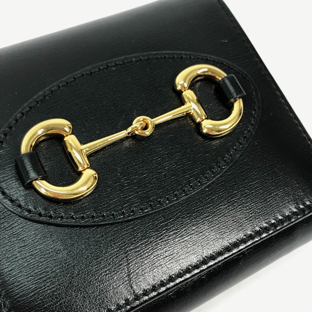 GUCCI Folded wallet 621891 leather black Horsebit