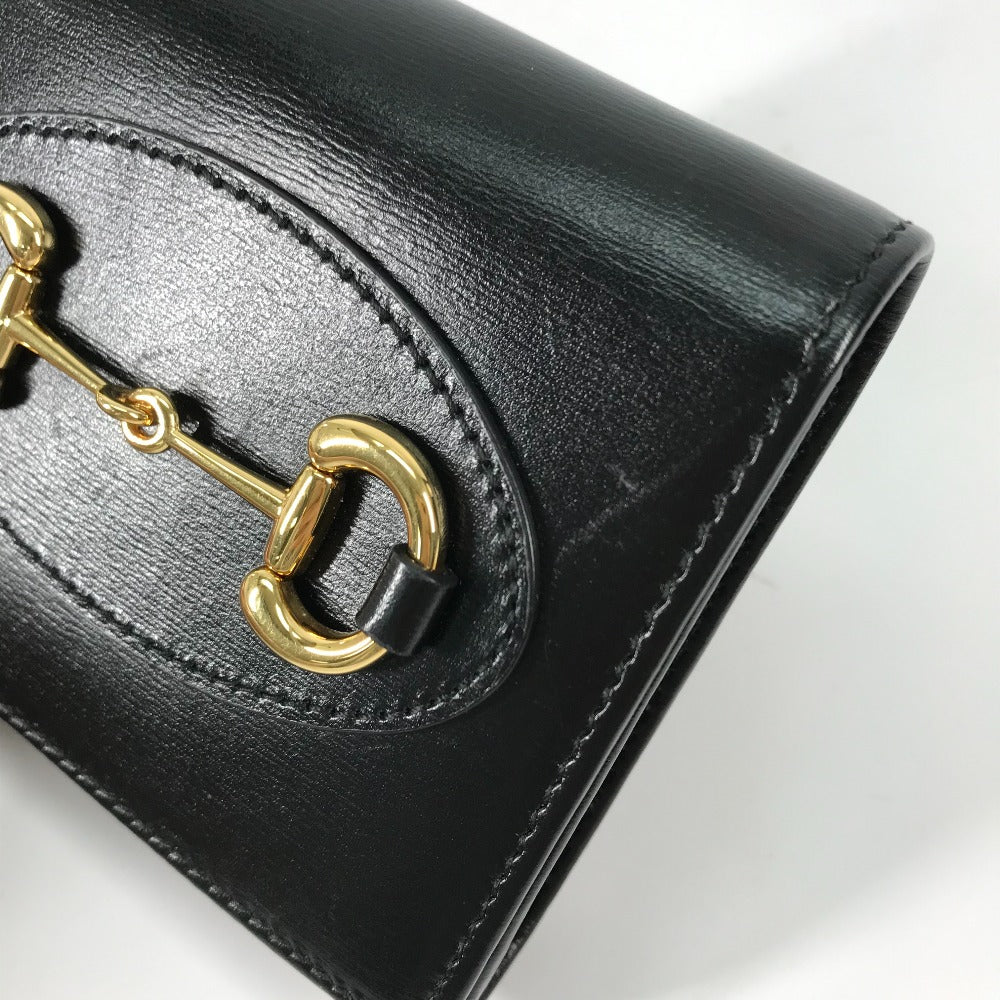 GUCCI Folded wallet 621891 leather black Horsebit