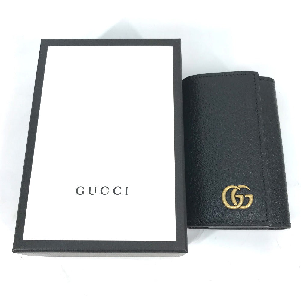 GUCCI Key case Key holder 435305 leather black GG Marmont six hooks