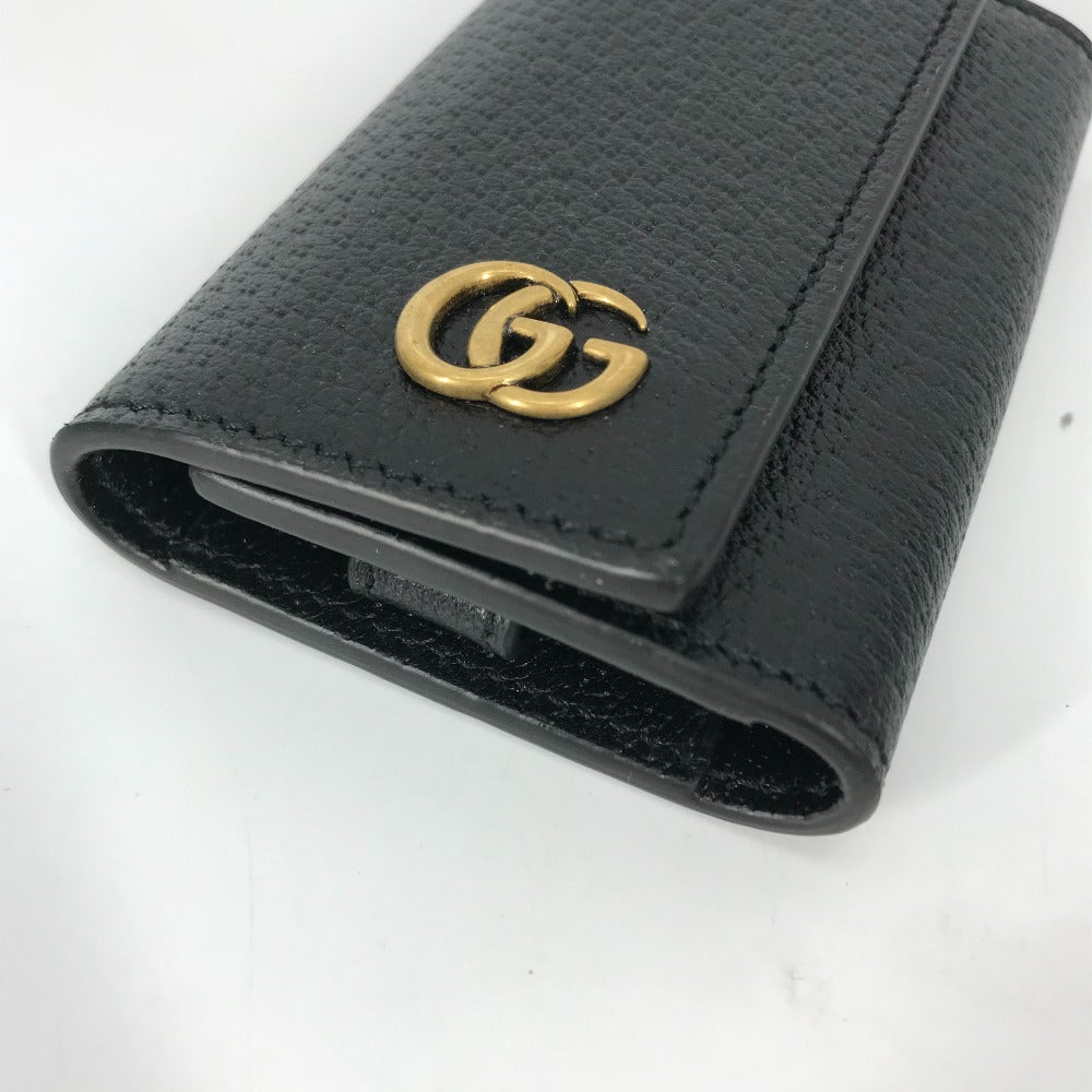 GUCCI Key case Key holder 435305 leather black GG Marmont six hooks
