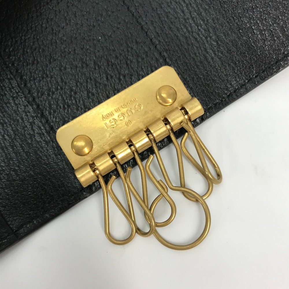 GUCCI Key case Key holder 435305 leather black GG Marmont six hooks