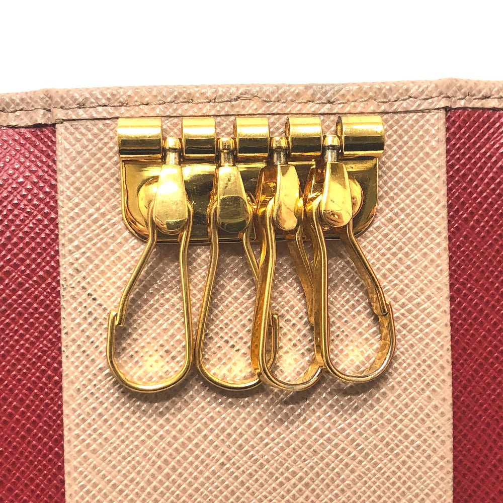PRADA Key case Key holder 1PG004 saffiano leather pink logo 4 key rings
