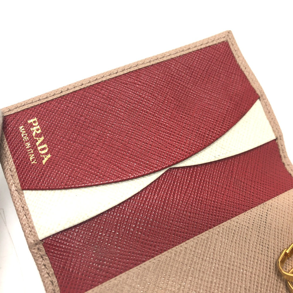 PRADA Key case Key holder 1PG004 saffiano leather pink logo 4 key rings