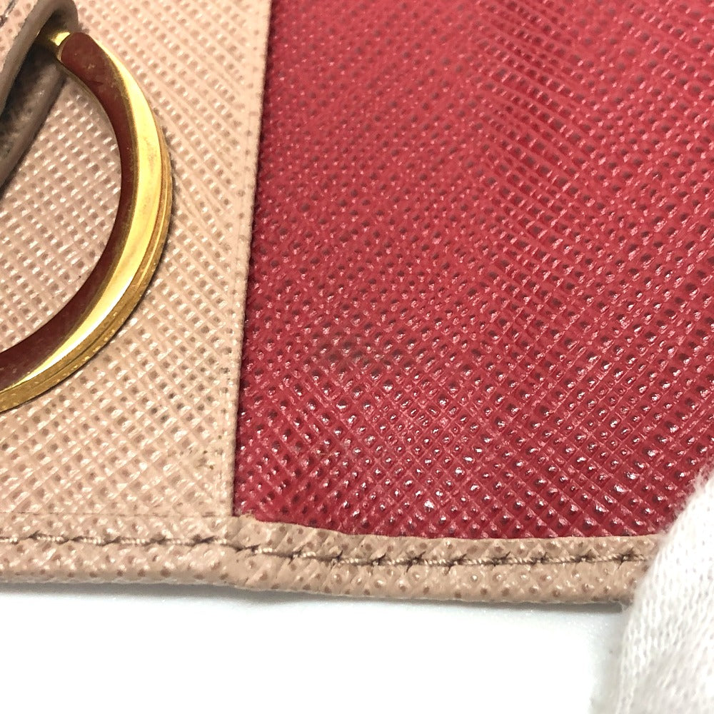 PRADA Key case Key holder 1PG004 saffiano leather pink logo 4 key rings