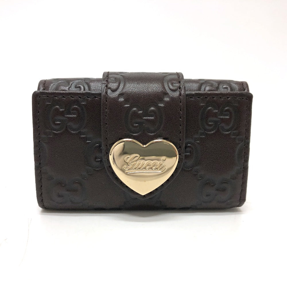 GUCCI Key case Key holder 203551 leather Brown GG Heart plate