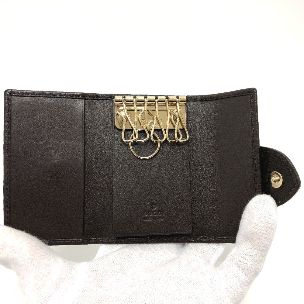 GUCCI Key case Key holder 203551 leather Brown GG Heart plate