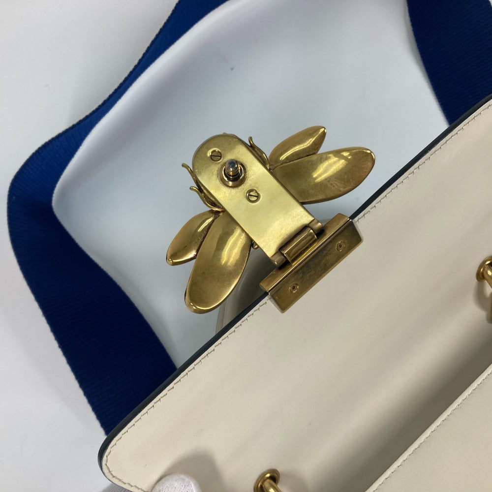 GUCCI Handbag 476541 leather Black x white Bijou Fake Pearl Queen Margaret BEE Bee Women Used Authentic