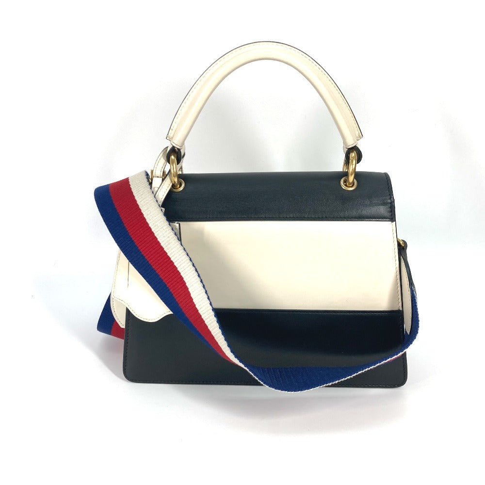GUCCI Handbag 476541 leather Black x white Bijou Fake Pearl Queen Margaret BEE Bee Women Used Authentic