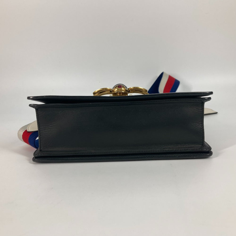 GUCCI Handbag 476541 leather Black x white Bijou Fake Pearl Queen Margaret BEE Bee Women Used Authentic