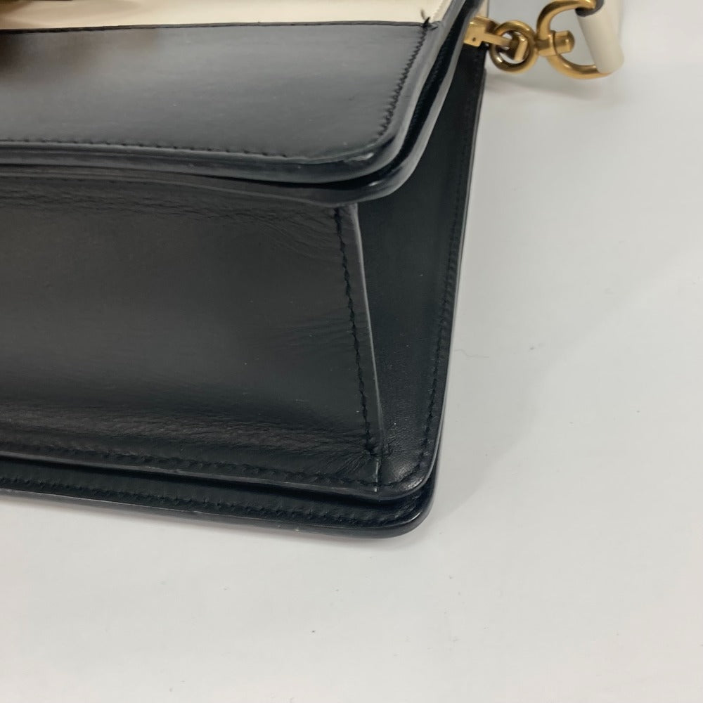 GUCCI Handbag 476541 leather Black x white Bijou Fake Pearl Queen Margaret BEE Bee Women Used Authentic