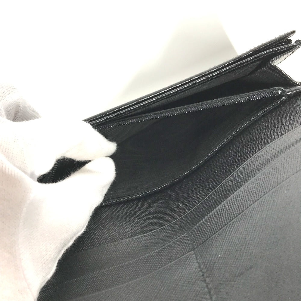 PRADA Long Wallet Purse M608A Safiano leather black Triangle logo plate Long wallet