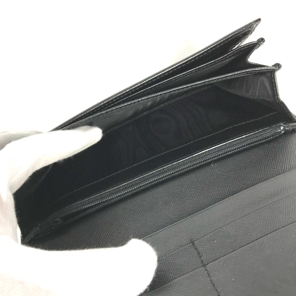 PRADA Long Wallet Purse M608A Safiano leather black Triangle logo plate Long wallet