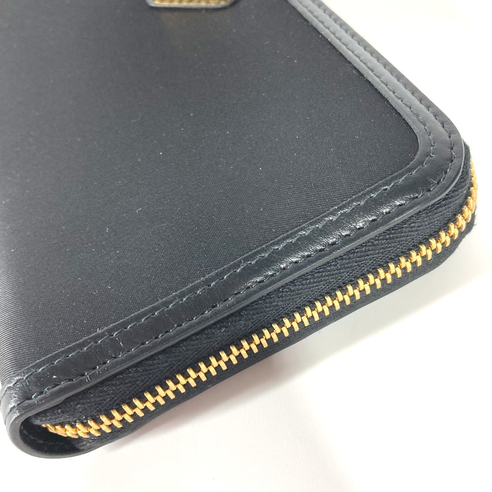 PRADA Long Wallet Purse 1ML506 Leather / nylon black Long wallet Triangle logo plate Women Used Authentic