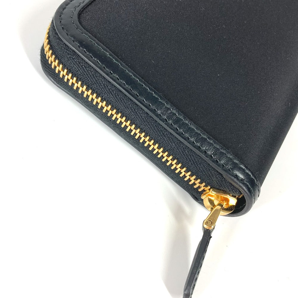 PRADA Long Wallet Purse 1ML506 Leather / nylon black Long wallet Triangle logo plate Women Used Authentic