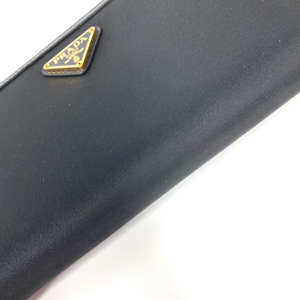PRADA Long Wallet Purse 1ML506 Leather / nylon black Long wallet Triangle logo plate Women Used Authentic