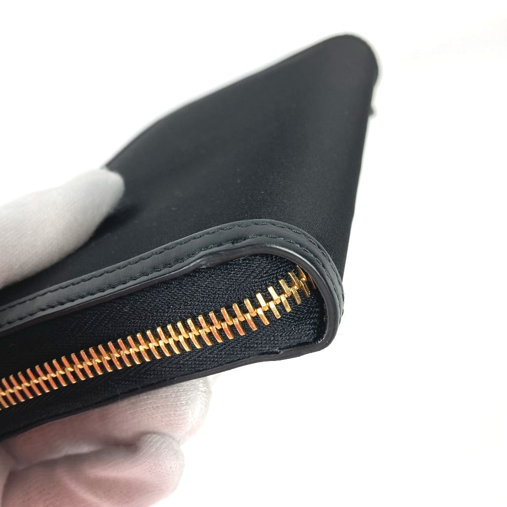 PRADA Long Wallet Purse 1ML506 Leather / nylon black Long wallet Triangle logo plate Women Used Authentic