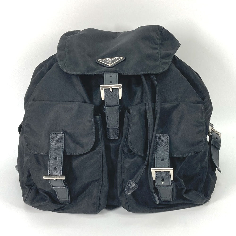 PRADA Backpack 1BZ811 Nylon black Bag Triangle logo plate Women Used Authentic