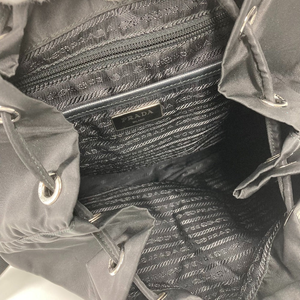 PRADA Backpack 1BZ811 Nylon black Bag Triangle logo plate Women Used Authentic
