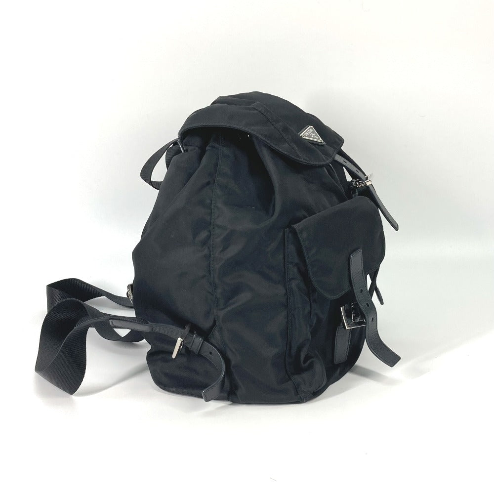 PRADA Backpack 1BZ811 Nylon black Bag Triangle logo plate Women Used Authentic