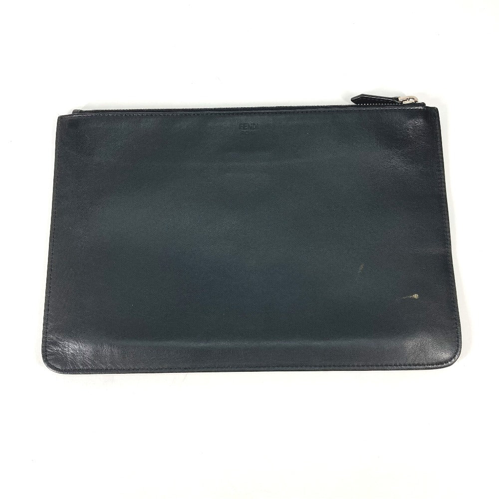 FENDI Clutch bag 7N0078 leather black monster