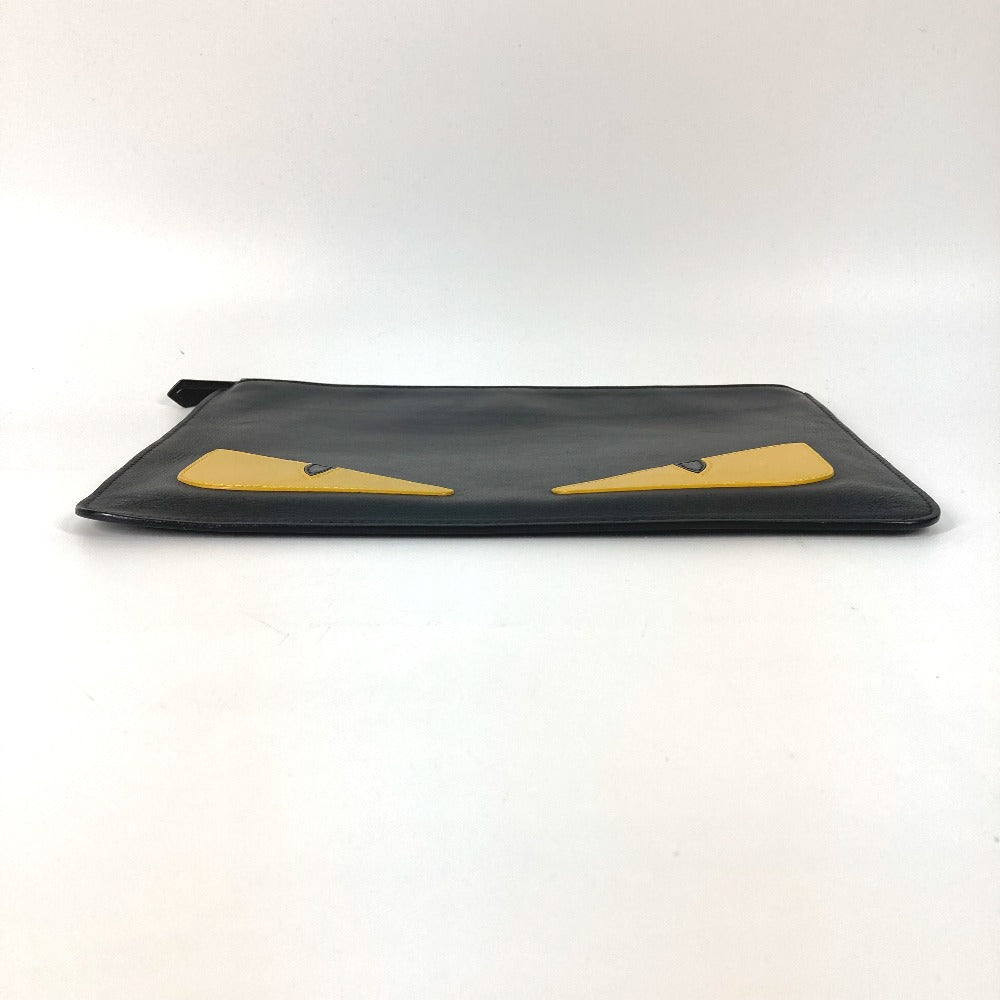 FENDI Clutch bag 7N0078 leather black monster