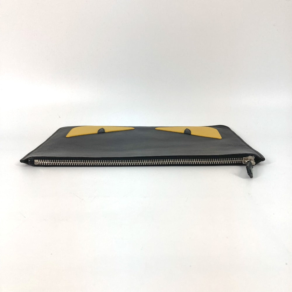 FENDI Clutch bag 7N0078 leather black monster