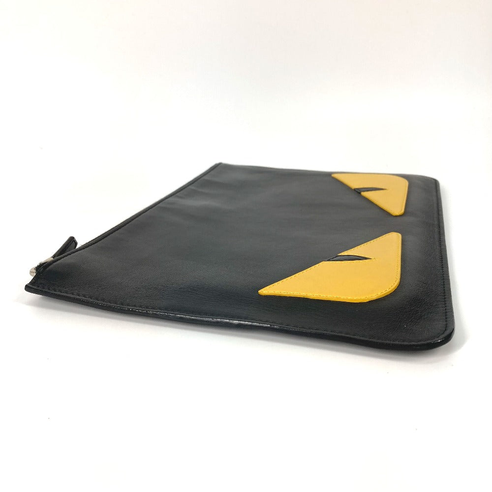 FENDI Clutch bag 7N0078 leather black monster