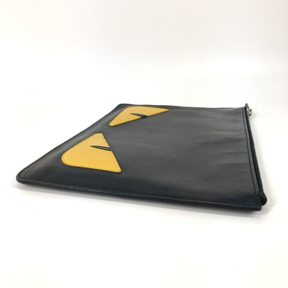 FENDI Clutch bag 7N0078 leather black monster