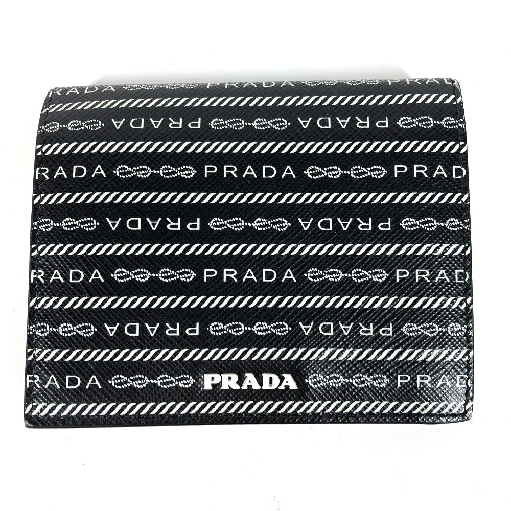 PRADA Folded wallet 1MV204 leather black All-over logo