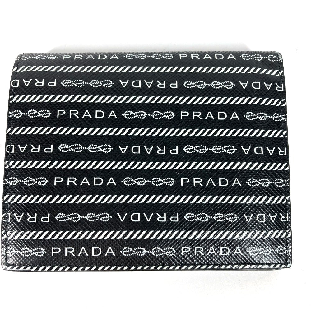 PRADA Folded wallet 1MV204 leather black All-over logo