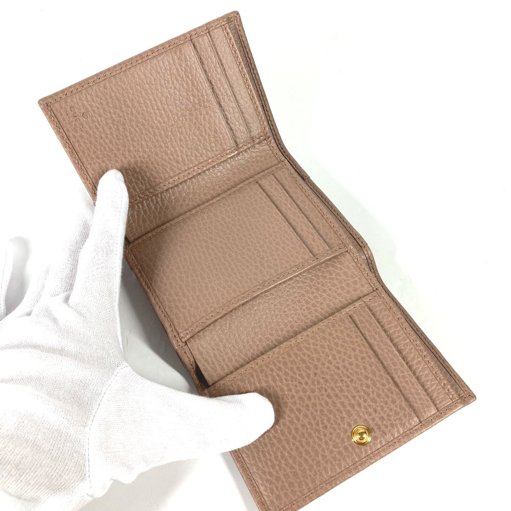 GUCCI Trifold wallet 474746 leather beige Compact wallet GG Marmont
